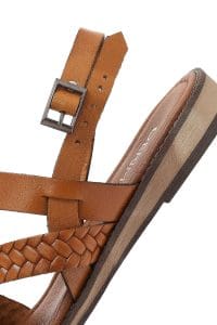 صندل زنانه قهوه‌ای روشن چرم بودروم دری مد