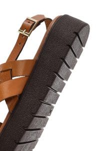 صندل زنانه قهوه‌ای روشن چرم تخت بودروم دری مد