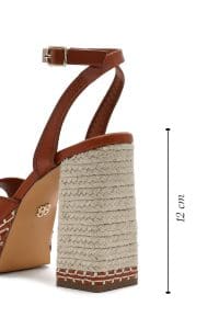 صندل زنانه قهوه‌ای پلتفرم پاشنه ضخیم بلند بنددار دری مد