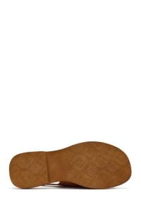 صندل زنانه قهوه‌ای چرم دری مد