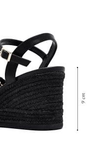 صندل زنانه مشکی بافت‌دار بنددار لژدار اسپادریل دری مد