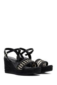 صندل زنانه مشکی بافت‌دار بنددار لژدار اسپادریل دری مد