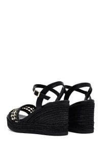 صندل زنانه مشکی بافت‌دار بنددار لژدار اسپادریل دری مد