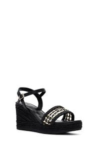 صندل زنانه مشکی بافت‌دار بنددار لژدار اسپادریل دری مد