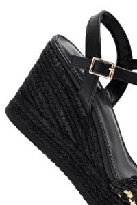 صندل زنانه مشکی بافت‌دار بنددار لژدار اسپادریل دری مد