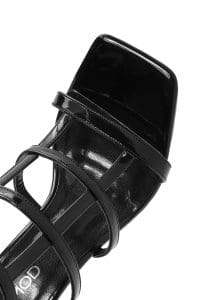 صندل زنانه مشکی براق پاشنه نازک بنددار دری مد