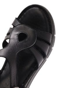 صندل زنانه مشکی بنددار پاشنه لژ راحتی چرم دری مد