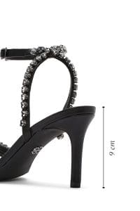 صندل زنانه مشکی بنددار پاشنه نازک نگین‌دار دری مد