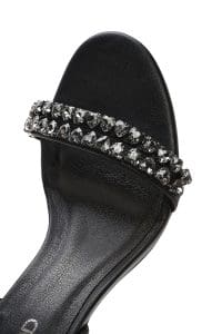 صندل زنانه مشکی بنددار پاشنه نازک نگین‌دار دری مد