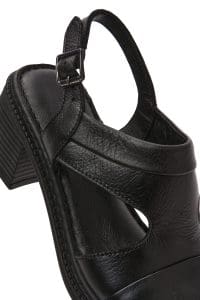 صندل زنانه مشکی بندی پاشنه‌بلند ضخیم چرمی دری مد