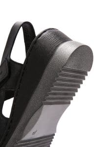 صندل زنانه مشکی بندی کفی ضخیم چرمی راحتی دری مد