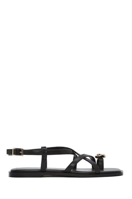 صندل زنانه مشکی لای‌انگشتی سگک‌دار دری مد