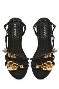 صندل زنانه مشکی نگین‌دار بنددار دری مد