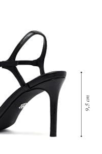 صندل زنانه مشکی نگین‌دار پاشنه‌نازک بنددار دری مد