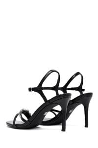 صندل زنانه مشکی نگین‌دار پاشنه‌نازک بنددار دری مد