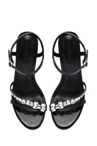 صندل زنانه مشکی نگین‌دار پاشنه‌نازک بنددار دری مد