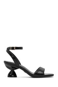 صندل زنانه مشکی پاشنه‌ضخیم بنددار دری مد