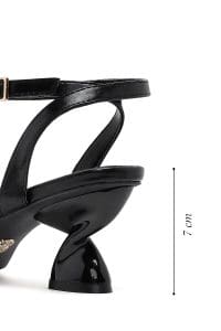 صندل زنانه مشکی پاشنه‌ضخیم بنددار دری مد