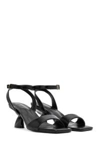 صندل زنانه مشکی پاشنه‌ضخیم بنددار دری مد