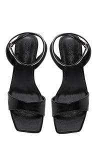 صندل زنانه مشکی پاشنه‌ضخیم بنددار دری مد