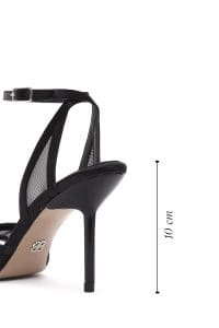 صندل زنانه مشکی پاشنه‌نازک بلند بنددار دری مد