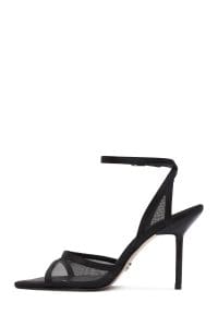 صندل زنانه مشکی پاشنه‌نازک بلند بنددار دری مد