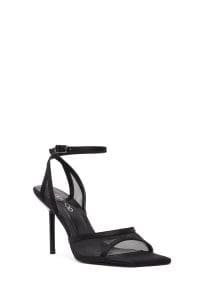 صندل زنانه مشکی پاشنه‌نازک بلند بنددار دری مد