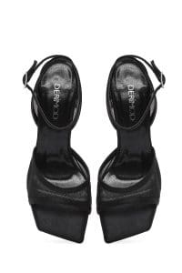 صندل زنانه مشکی پاشنه‌نازک بلند بنددار دری مد