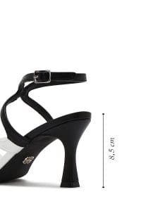 صندل زنانه مشکی پاشنه‌نازک بنددار دری مد