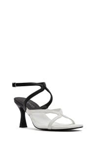 صندل زنانه مشکی پاشنه‌نازک بنددار دری مد