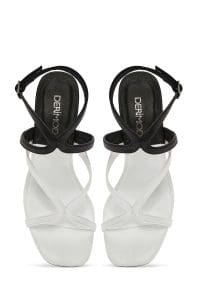 صندل زنانه مشکی پاشنه‌نازک بنددار دری مد