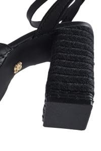 صندل زنانه مشکی پلتفرم پاشنه ضخیم بلند بنددار دری مد