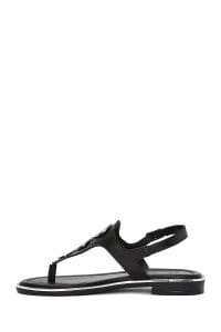 صندل زنانه مشکی چرم انگشتی دری مد