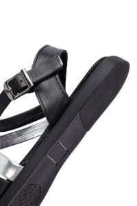 صندل زنانه مشکی چرم بنددار دری مد