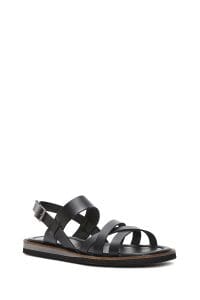 صندل زنانه مشکی چرم بنددار دری مد