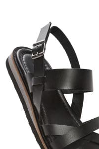 صندل زنانه مشکی چرم بنددار دری مد