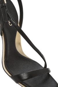 صندل زنانه مشکی چرم بنددار پاشنه‌نازک دری مد