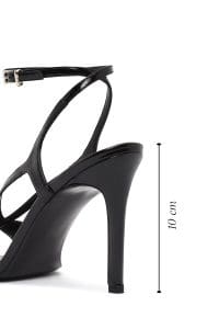 صندل زنانه مشکی چرم بنددار پاشنه‌نازک بلند دری مد