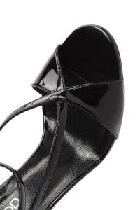 صندل زنانه مشکی چرم بنددار پاشنه‌نازک بلند دری مد