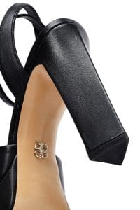 صندل زنانه مشکی چرم بنددار پلتفرم پاشنه‌ضخیم بلند دری مد