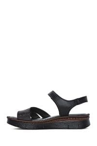 صندل زنانه مشکی چرم بندی راحتی دری مد