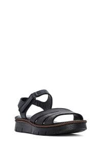 صندل زنانه مشکی چرم بندی راحتی دری مد