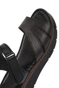 صندل زنانه مشکی چرم بندی راحتی دری مد