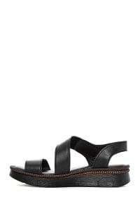 صندل زنانه مشکی چرم بندی راحتی دری مد