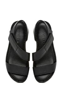 صندل زنانه مشکی چرم بندی راحتی دری مد