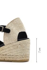 صندل زنانه مشکی چرم و جیر بنددار لژدار اسپادریل دری مد