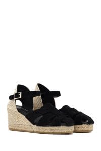 صندل زنانه مشکی چرم و جیر بنددار لژدار اسپادریل دری مد