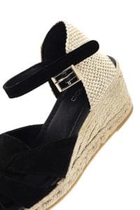 صندل زنانه مشکی چرم و جیر بنددار لژدار اسپادریل دری مد