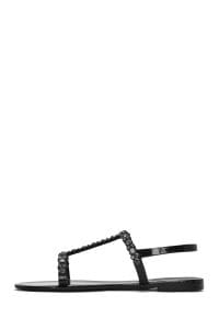 صندل زنانه مشکی ژله‌ای پشت‌باز نگین‌دار دری مد