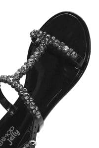 صندل زنانه مشکی ژله‌ای پشت‌باز نگین‌دار دری مد